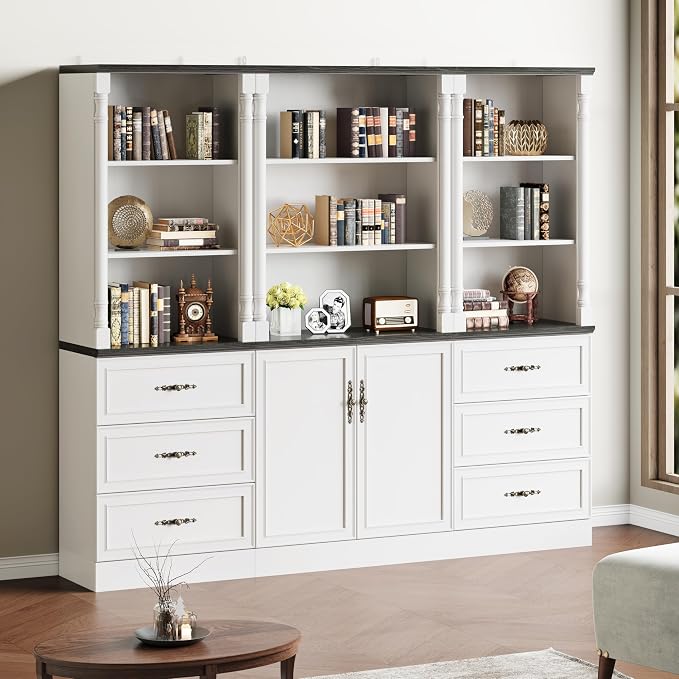 Bookshelf with Doors, Floor Standing Display Storage Cabinet - Image 3