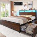 Rolanstar Queen Bed Frame with 4 Storage Drawers, Charging Station and LED by Rolanstar