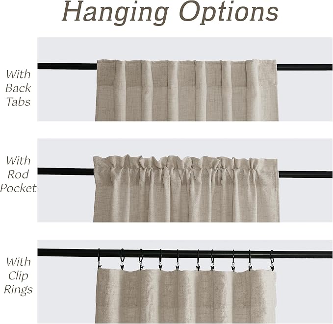 RYB HOME Extra Long Linen Curtains - Image 2