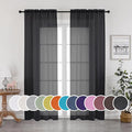 Black Sheer Curtains 90 Inches Long 2 Panels Set, Elegant Sheer Curtains by OWENIE