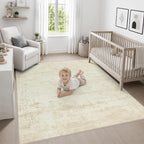 Area Rug Living Room: 6x6 Modern Washable Indoor Soft Carpet Beige | - Image 5