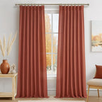Extra Long Burnt Orange Sheer Fall Curtains & Drapes 108 Inches Long 2 Panels by PleatedDrapes
