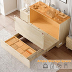 VINGLI Full Murphy Bed with Storage Drawer, 2 Charging Station, Fluted Wooden - Image 5