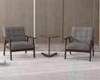 Modern Accent Chair with Wooden Table, Upholstered Linen Fabric Leisure Side - Image 3