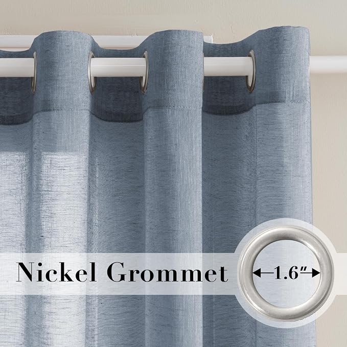 H.VERSAILTEX Linen Curtains Nickel Grommet Natural Linen Semi-Sheer Curtains 2 - Image 2