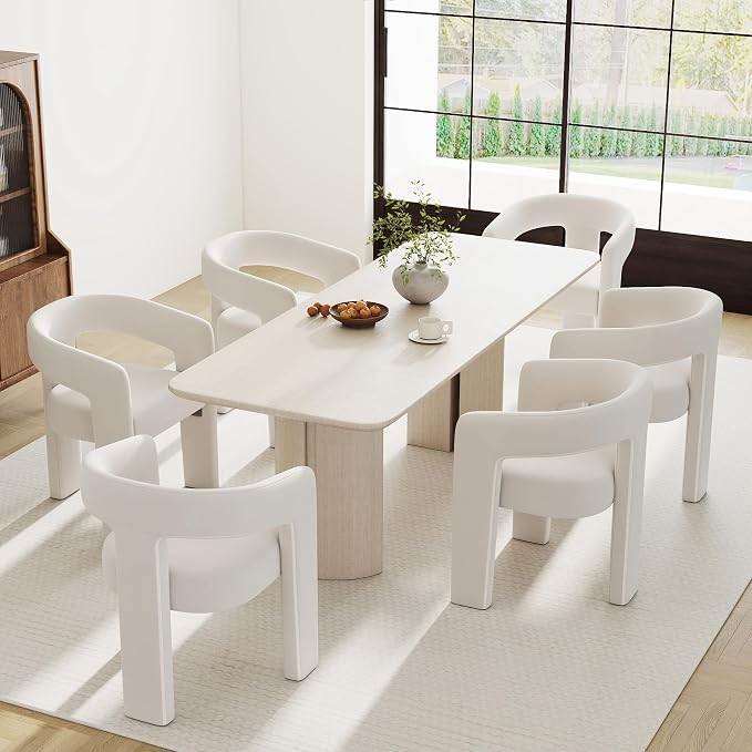 RIVOVA Modern Barrel Dining Chairs Set of 6, Velvet Upholstered Accent Side by RIVOVA