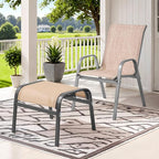 ONBRILL Outdoor Ottoman Set of 2, All Weather Outdoor Foot Stool - Image 2