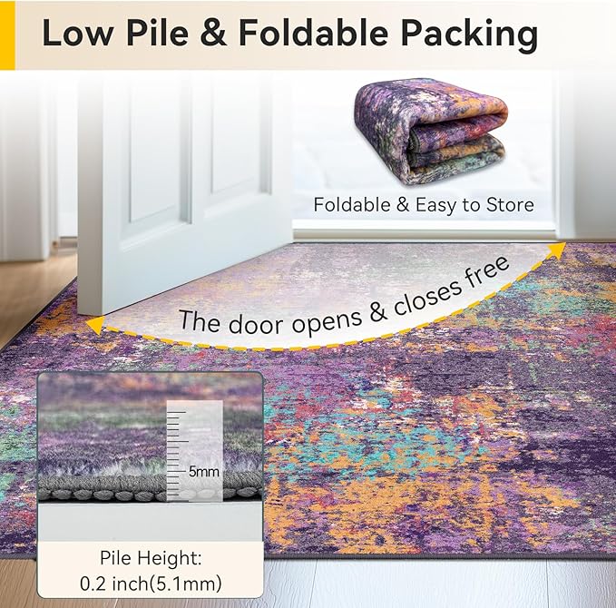 RELEANY Washable 4'x6' Abstract Area Rug - Image 7
