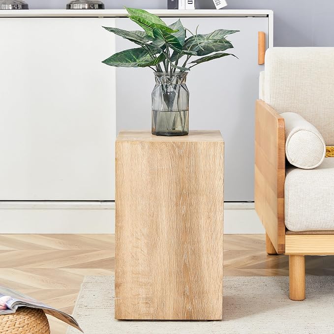 Rustic Natural Rectangular End Coffee Table, Modern Elegant Bedside Nightstand - Image 9