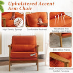 Vingli Solid Wood Wide Armrests Accent Chair Set of 2, Upholstered Mid Century - Image 5