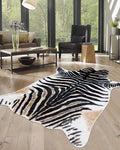 Zebra Print Rug for Living Room, Faux Fur Zebra Hide 6.2x8.2 Feet Animal Skin by WARMHAVEN