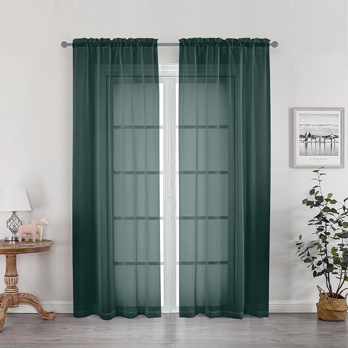 Green Sheer Curtains 78 Inches Long by OWENIE
