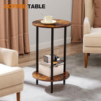 Round Side Table Set of 2, 2-Tier End Table, Small Round Nightstands - Image 5