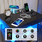 Nightstand with Wireless Charging Station, Smart Night Stand with 2 Drawers - Image 3