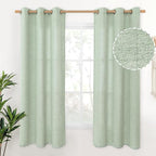 YoungsTex Sage Linen Curtains 63 Inch Length, Light Filtering Window Drapes by YoungsTex