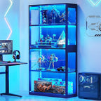 AODK Display Case with RGB Lights, 4-Tier Display Cabinet with Glass Doors and by AODK