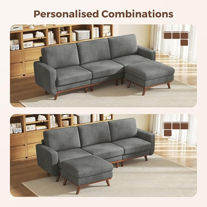 Vesgantti 97" Modular Sectional Sofa Dark Gray, L-Shaped Couch - Image 3