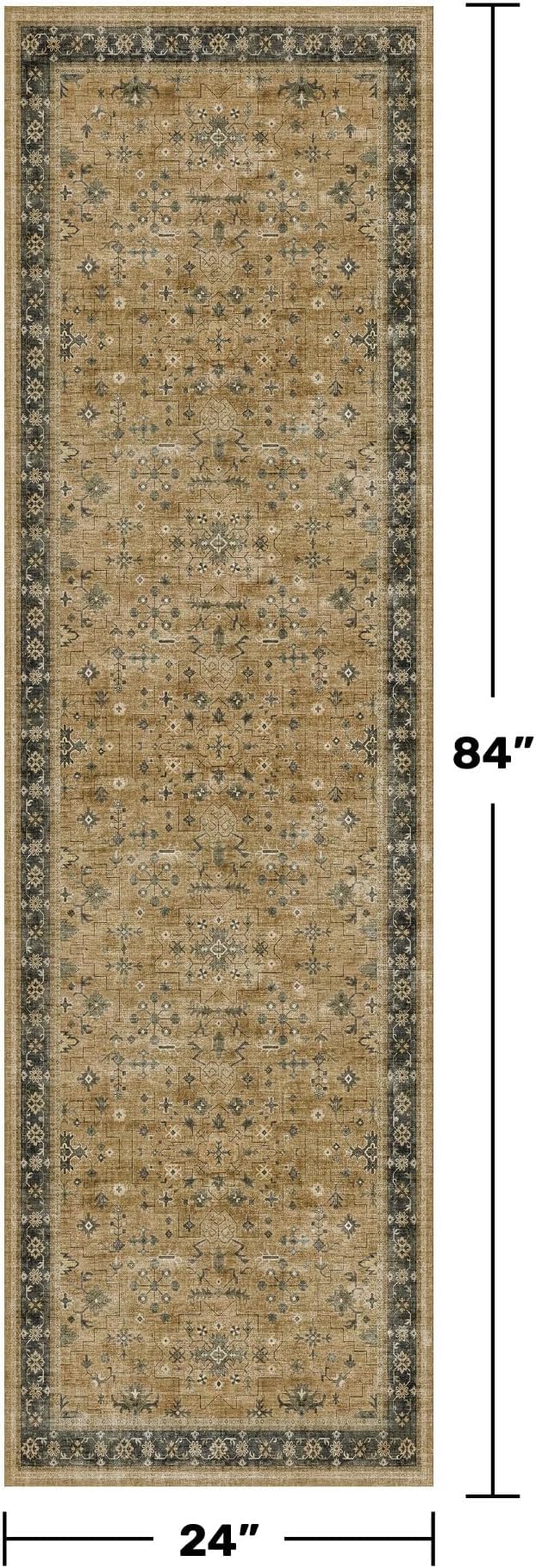 Soft Taupe 2x7 Runner Rug for Hallway, Natural Runner Rug for Kitchen, Non-Slip - Image 2