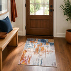 Entrance Rugs Indoor 2x3 Orange Blue Entry Rug Washable Abstract Small Area Rug by OmpaaHomeDecor