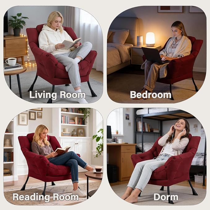 MBOOYOME Lazy Chair, Modern Soft Reading Chair Accent Contemporary Sofa Chair - Image 5