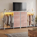 DUMOS Dresser for Bedroom with Hanging Rack, 6 Drawer Fabric Dresser with - Image 9