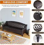 LEVNARY Mid-Century Modern Leather Couch, Chesterfield Sofa Sleeper Settee - Image 3