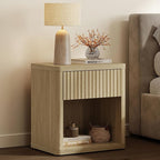 SICOTAS Night Stand with Large Drawer 24" Tall Fluted Modern Nightstands Wide by SICOTAS