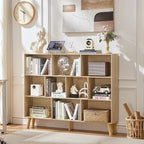 LEYAOYAO 10 Cube Bookshelf, 3 Tier Vintage 55" Wide Bookcase - Image 4