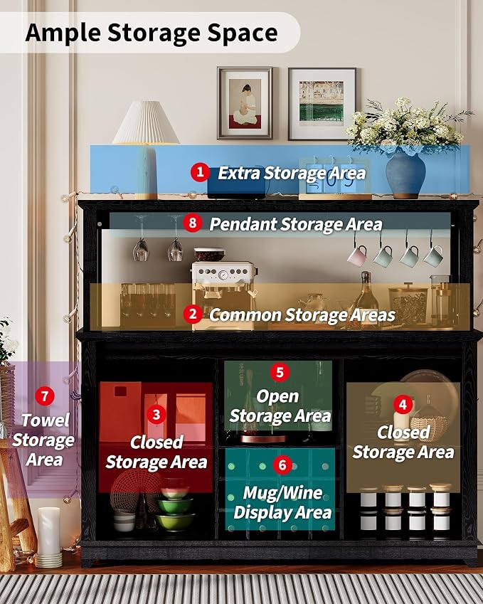 IDEALHOUSE 55" Farmhouse Coffee Bar Cabinet - Image 9