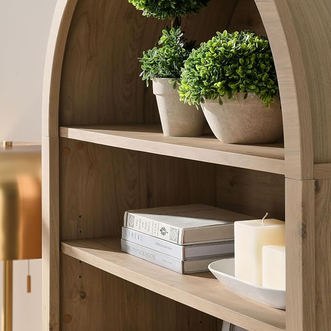 Modway Nolan Tall Arched Storage Display Cabinet in Light Oak - Image 6