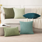 MIULEE Corduroy Decorative Throw Pillow Covers 18x18 Teal Green Pack of 2 | - Image 5