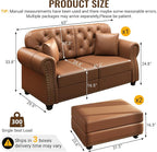 KEIKI 63" Faux Leather Chesterfield Sofa - Image 2