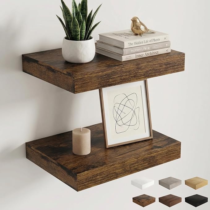 Dreamland Floating Shelves 16 inch, 2 Pack Rustic Wooden Wall Shelves, Wall by Dreamland