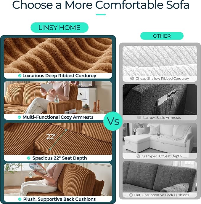 LINSY HOME Sectional Sleeper Sofa Pull Out Couches - Image 7