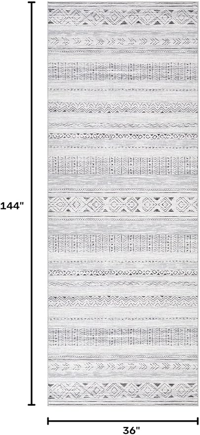 cotiled Hallway 3x10 Runner Rugs Washable Boho Rug Dark Grey | Solve Modern - Image 2