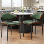 REONEY Dining Chairs Set of 8, Mid-Century Modern Upholstered PU Leather Chairs - Image 9