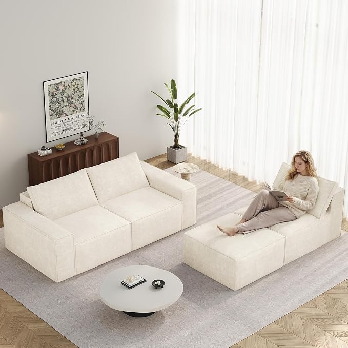 Vesgantti 114" Boneless Modular Sectional Sofa, Modern 3 Seater Couch - Image 2