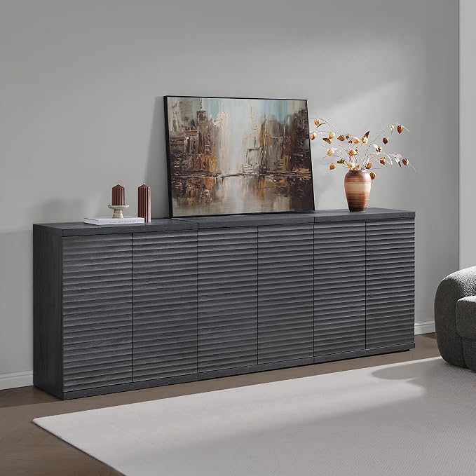 SICOTAS Buffet Cabinet with Storage Accent Sideboard Modern Credenza with Doors - Image 2