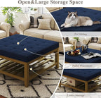 Befurtori Large Square Ottoman Coffee Table, Linen Solid Upholstered Footrest - Image 5