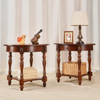 Solid Wood End Table with Drawer, Oval Sofa Side Table, Storage Shelf, Living - Image 8