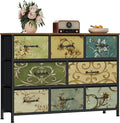 Furnulem 8 Drawer Dresser, Wide Fabric Chest of Drawers, Vintage Furniture by Furnulem
