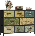 Furnulem 8 Drawer Dresser, Wide Fabric Chest of Drawers, Vintage Furniture by Furnulem