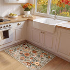 RELEANY Floral Washable 2x3 Area Rugs Doormat Brown/Brick | Flower Carpet Print - Image 4