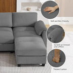 87.5'' L Shaped Modular Sectional Sofa, 3 Seater Cloud Couch - Image 4