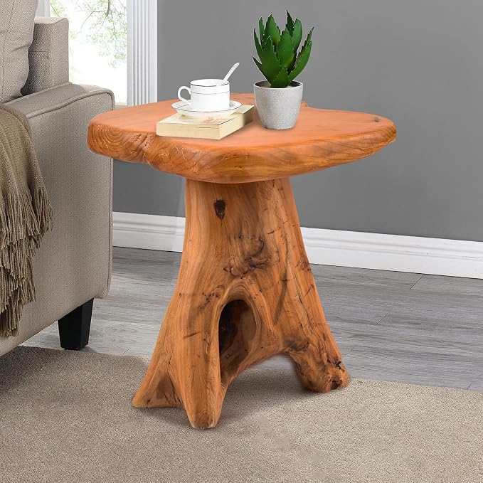 Small Side Table, Unique Design Live Edge Wood Stool, Freeform Natural Plant - Image 6