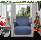 Easy-Going Reversible Couch Cover, Small Chair, Dark Blue/Light Blue | Machine - Image 2