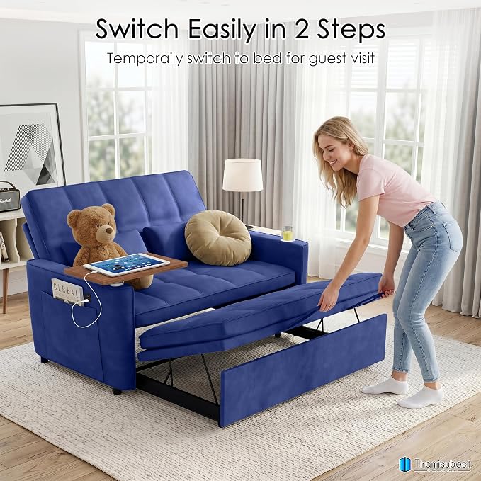 54'' Sleeper Sofa Bed, Convertible Pull Out Couch Futon - Image 8