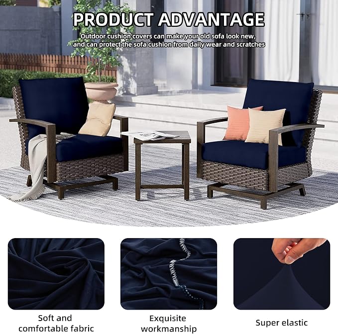 14Pcs Outdoor Cushion Covers, Elastic Patio Cushion Covers | Washable, - Image 3