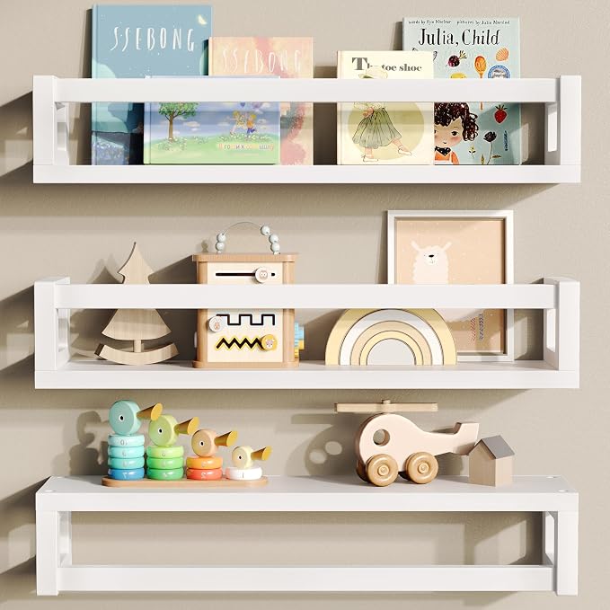 TidyCorner Upgraded Thick Floating Shelves, Solid Wood Bookshelf by Makestorageclosetolife
