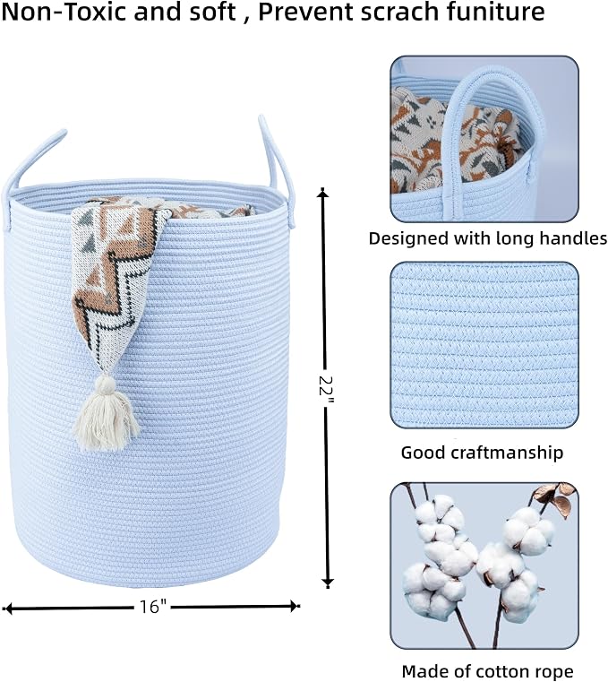 XUANGUO Cotton Rope Laundry Basket Hamper - Image 2